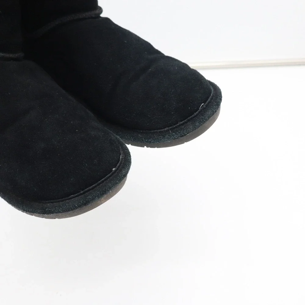 Bearpaw Sarah Black Suede Mid-Calf Winter Boots Triple Toggle Women's 7